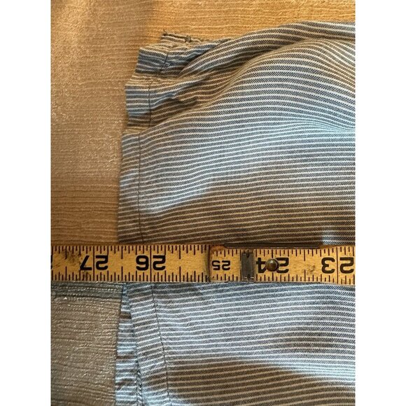 Bandolino Womens Blouse Sz Medium Long Sleeve Striped V Neck Blue White Preppy - Picture 7 of 9
